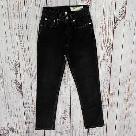 rag & bone High Rise Skinny Crop Jeans Women’s 23 Black Stretch Ankle - Picture 1 of 9